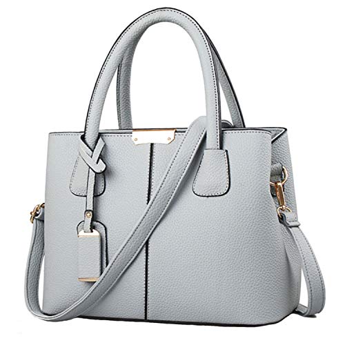 FiveloveTwo Dame Classy Satchel Handtasche Tote Handtasche Griff Tasche Umhängetasche Grau von FiveloveTwo