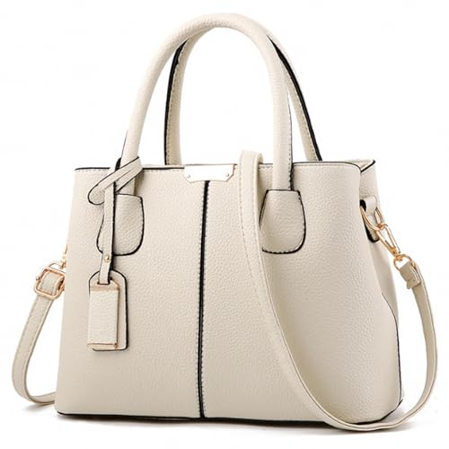 FiveloveTwo Dame Classy Satchel Handtasche Tote Handtasche Griff Tasche Umhängetasche Weiß von FiveloveTwo