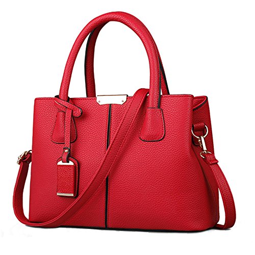 FiveloveTwo Dame Classy Satchel Handtasche Tote Handtasche Griff Tasche Umhangetasche, Burgund, 1 von FiveloveTwo