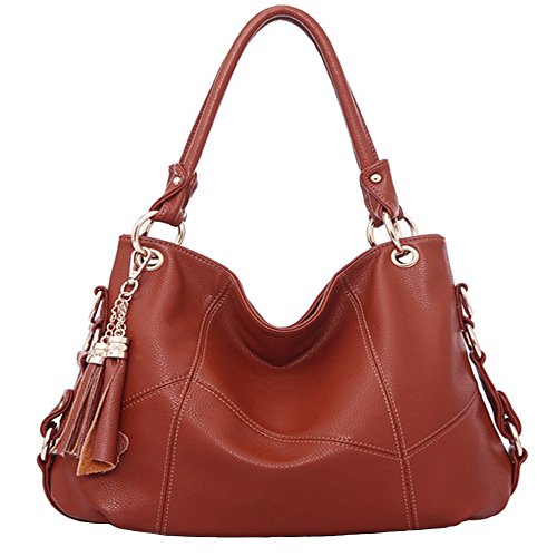 FiveloveTwo Dame Top-Handgriff Tasche Schultertasche Satchel Handtaschen Tote Taschen Geldbörse Braun von FiveloveTwo