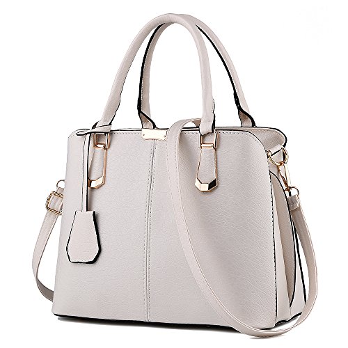 FiveloveTwo Damen Elegant PU Leder Schultertasche Shopper Top-Griff Tragetaschen Umhängetasche Große Handtasche und Geldbörsen Beige von FiveloveTwo