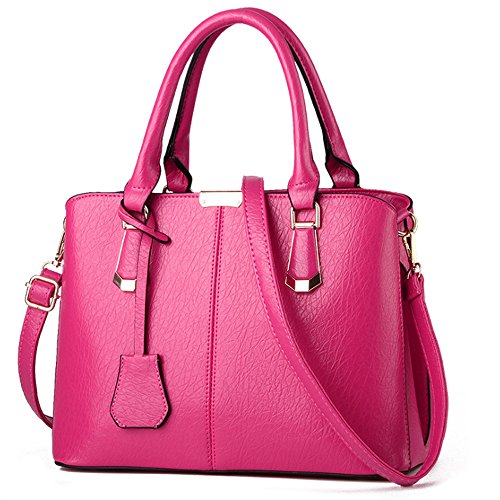 FiveloveTwo Damen Elegant PU Leder Schultertasche Shopper Top-Griff Tragetaschen Umhängetasche Große Handtasche und Geldbörsen Rose von FiveloveTwo