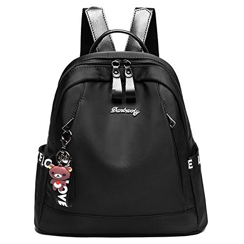 FiveloveTwo Damen Mädchen Oxford-Tuch Rucksackhandtaschen Shopper Schultertasche Umhängetasche Rucksäcke Handtasche Reise Taschen Backpacks Schwarz von FiveloveTwo