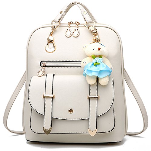 FiveloveTwo Damen Mädchen PU Leder Schultertasche Shopper Tragetaschen Umhängetasche Rucksackhandtaschen Rucksack Reise Taschen Mit Bär Ornamente Beige FiveloveTwo Damen Mädchen PU Leder Schultertasche Shopper Tragetaschen Umhängetasche Rucksackhandtaschen Rucksack Reise Taschen Mit Bär Ornamente Beige von FiveloveTwo