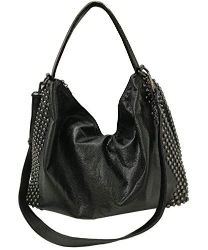 FiveloveTwo Damenhandtaschen Niet Umhängetaschen Grosse Kapazität Gotische Henkeltaschen Schultertaschen Shopper Tote Satchel von FiveloveTwo