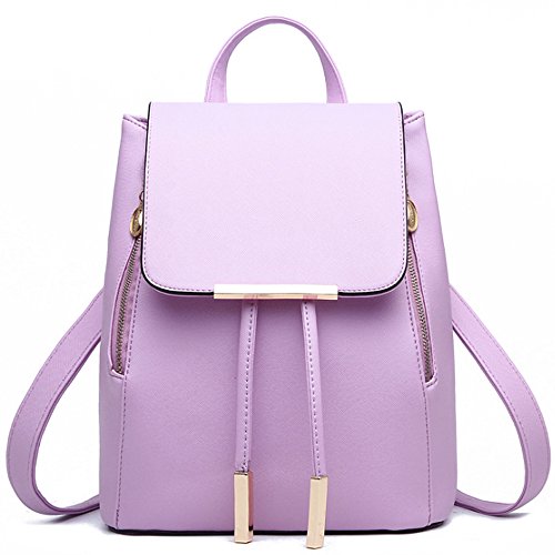 FiveloveTwo wasserdichte Schultertasche Shopper Tragetaschen Umhängetasche Damen Mädchen Rucksackhandtaschen Rucksack Schule Reise PU Leder Taschen Backpack Daypacks Lila von FiveloveTwo