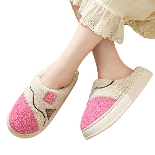 Damen Baumwollhausschuhe | Home Scuff Slides Plüsch-Flocken-Hausschuhe - Winter Slip-On Fuzzy Bequeme Indoor Outdoor Hausschuhe für Frauen Mutter Freundin Fivetoo von Fivetoo