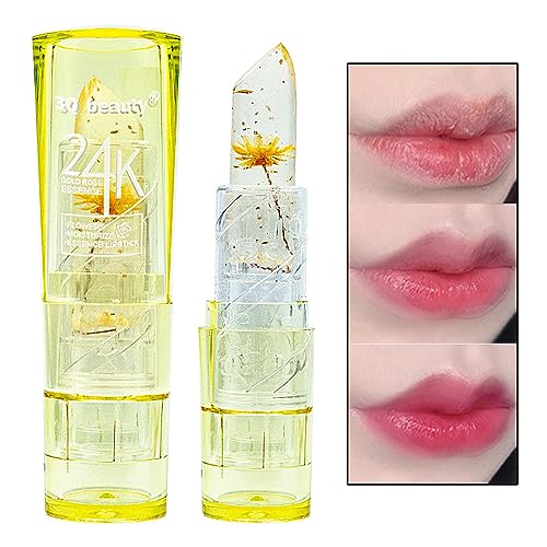 Kristallblumen-Gelee-Lippenstift - Langanhaltender, klarer Blumen-Lippenstift,Nährender magischer Lippenstift, wasserfester und feuchtigkeitsspendender Blumen-Lippenstift für Frauen, Mädchen, Fivetoo von Fivetoo