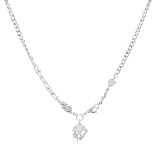 Fivexing Unregelmäßige Halskette für Damen, Mondscheinstein, Flamme, Berg, Y2K, Modeschmuck, kleiner Stil, legierter Stahl, kein Edelstein Fivexing Unregelmäßige Halskette für Damen, Mondscheinstein, Flamme, Berg, Y2K, Modeschmuck, kleiner Stil, legierter Stahl, kein Edelstein von Fivexing