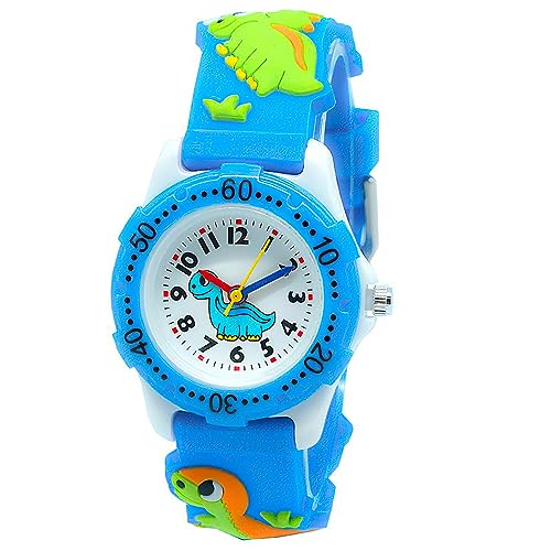 Fivtsme Kinderuhr, Dinosaurier Uhr Kinder, Silikon Armbanduhr, Armbanduhr Jungen Dinosaurier, 3D Cute Cartoon Uhr, Kinder Cartoon Uhr, Kinder Uhren für Jungs,Geschenke für Kinder ab 3-12 Jahren (Blau) von Fivtsme