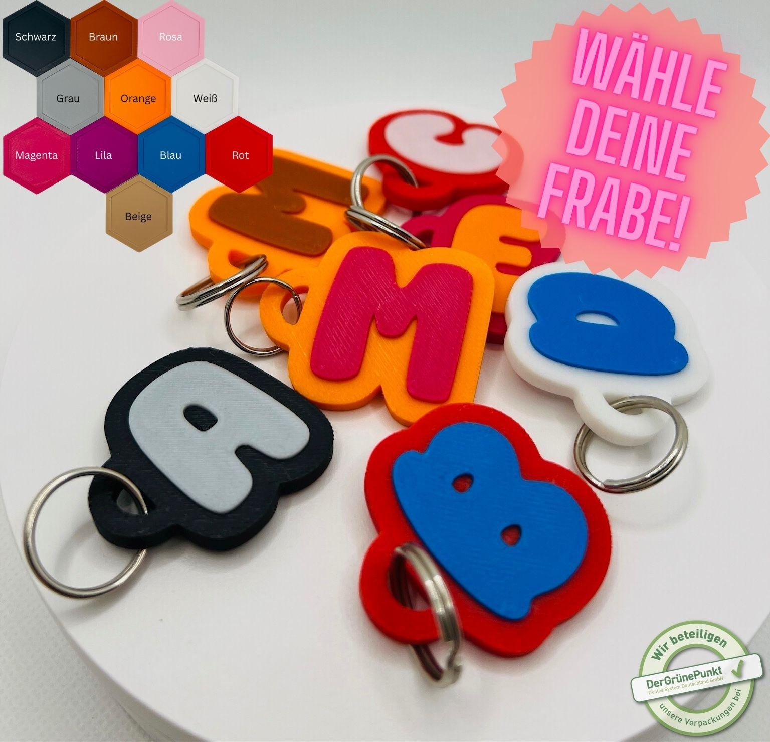 Schlüsselanhänger Personalisiert - 2 Farben Wunschbuchstabe Buchstabenanhänger Schlüsselanhänger Personalisiert - 2 Farben Wunschbuchstabe Buchstabenanhänger von FixLayer3D