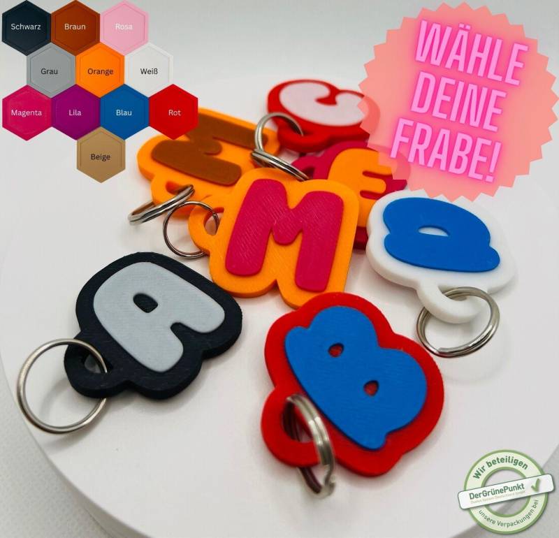 Schlüsselanhänger Personalisiert - 2 Farben Wunschbuchstabe Buchstabenanhänger Schlüsselanhänger Personalisiert - 2 Farben Wunschbuchstabe Buchstabenanhänger von FixLayer3D