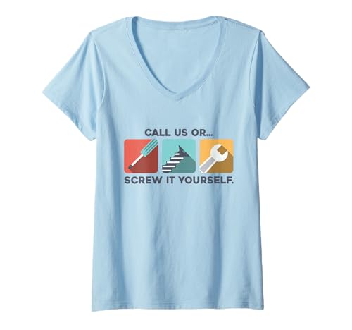 Damen Lustig, rufen Sie Uns an oder Schrauben Sie es selbst, talentierter Heimwerker T-Shirt mit V-Ausschnitt Damen Lustig, rufen Sie Uns an oder Schrauben Sie es selbst, talentierter Heimwerker T-Shirt mit V-Ausschnitt von Fixing Troubles At Home Handyman