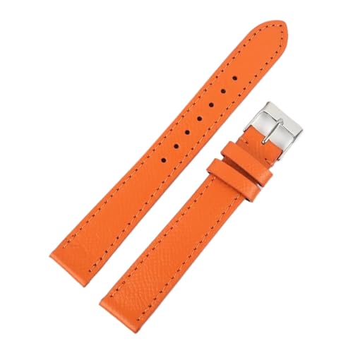 FixizY 12–22mm Leder-Uhrenarmband für Herren und Damen, universelles Smart-Uhrenarmband, Orange, 14mm, S-110 70mm von FixizY