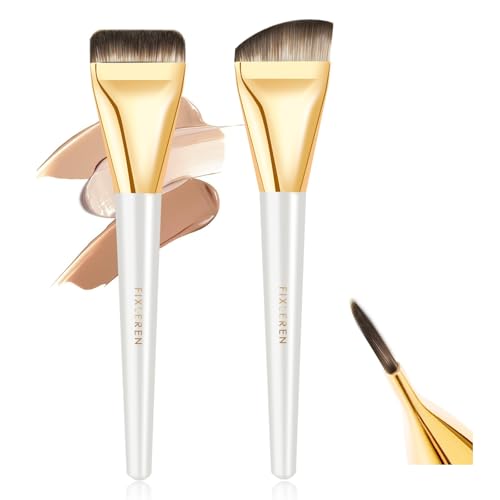 Fixleren 2 PCS Foundation Pinsel,Make up Pinsel,Ultra Thin Foundation Brush,Puderpinsel für Flüssiger Fondation Damen,Beauty Geschenke für Frauen Mädchen. (weiß) von Fixleren