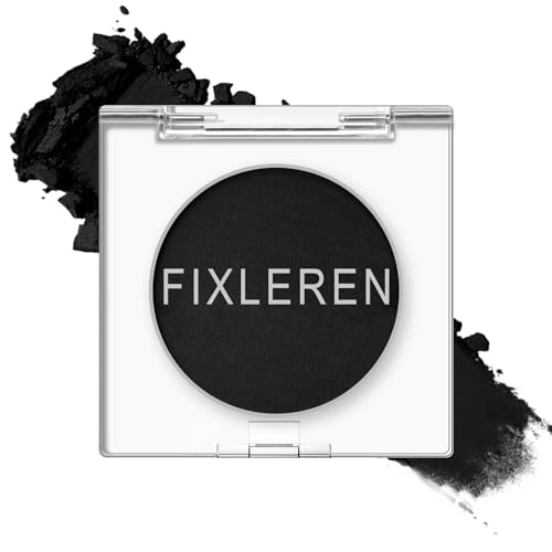 Fixleren Single Schwarz Smoky Lidschatten, Matte Eyeshadow，Metallic Langanhaltende holografische Multichrome Lidschatten,Bühnen-/Party-Make-up. (Schwarz-M24) von Fixleren