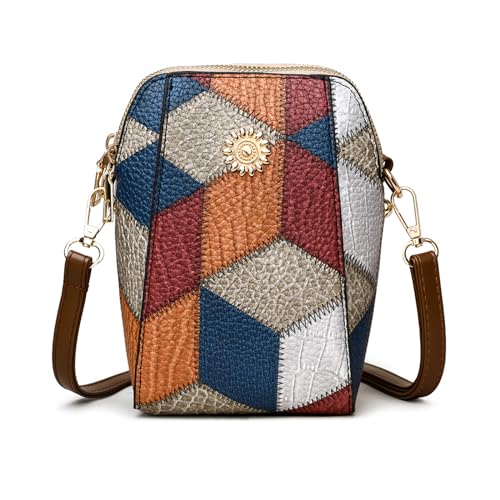 Fixleren Umhängetasche Damen,Handytasche zum Umhängen,Crossbody Tasche,Schultertasche mit Reißverschluss,PU Leder Handtasche Damen mit Abnehmbarem Schultergurt。 (farbenfroh, klein) von Fixleren