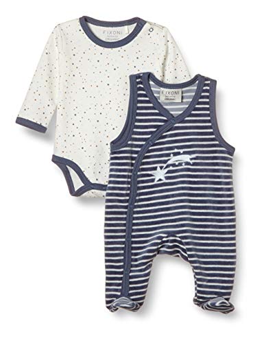 FIXONI Unisex Baby Body Long Sleve with Romper Strampler Set, China Blue, 56 von Fixoni