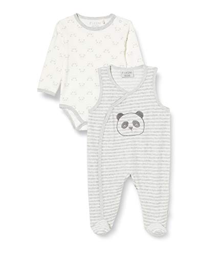 FIXONI Unisex Baby Body Long Sleve with Romper Strampler Set, Grey Melange, 50 von Fixoni