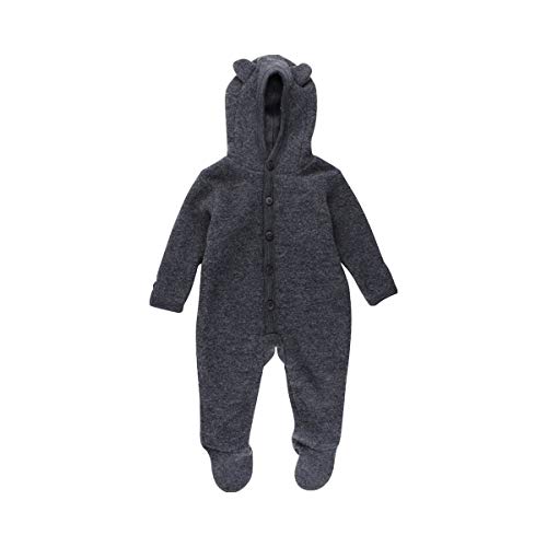 Fixoni Unisex Baby Baby Overall mit Füssen Wollmantel, 01-92 Dark Grey Melange, 56 EU von Fixoni