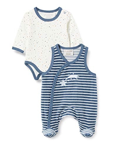 FIXONI Unisex Baby Body Long Sleve with Romper Strampler Set, China Blue, 44 von Fixoni