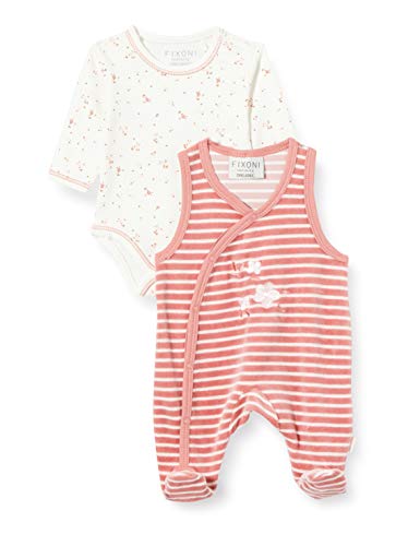 FIXONI Unisex Baby Body Long Sleve with Romper Strampler Set, Dusty Rose, 44 von Fixoni