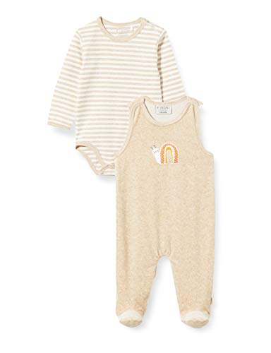 Fixoni Unisex Baby Body Long Sleve with Romper Strampler Set, Sand Melange, 50 von Fixoni