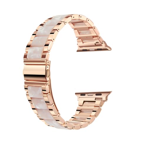 Fizdvsts Ersatzarmband Kompatibel mit Apple Watch Armband 41mm 40mm 38mm 42mm (Series 10) Damen Herren, Metall Harz Armbänder für iWatch Series Se Ultra 10 9 8 7 6 5 4 3 2 1 von Fizdvsts