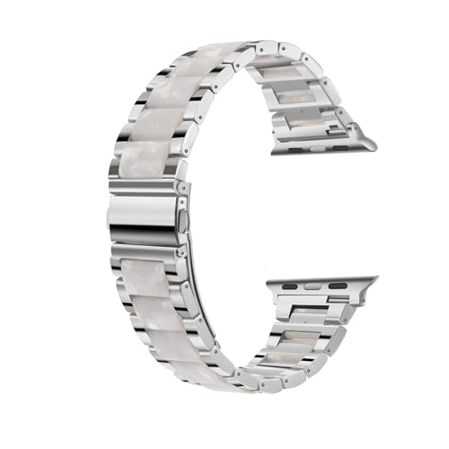 Fizdvsts Ersatzarmband Kompatibel mit Apple Watch Armband 41mm 40mm 38mm 42mm (Series 10) Damen Herren, Metall Harz Armbänder für iWatch Series Se Ultra 10 9 8 7 6 5 4 3 2 1 von Fizdvsts