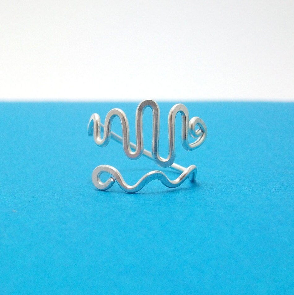 Silber Kringel Ring - Massiv Sterling Abstrakte Kunst Schmuck Silber Kringel Ring - Massiv Sterling Abstrakte Kunst Schmuck von FizzCatCreations