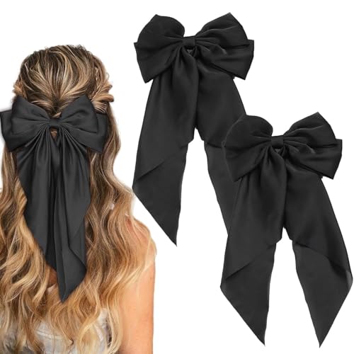 2 schwarze Haarschleifen-Clips – große Haarspangen für Damen und Mädchen, elegante, einfarbige Haar-Accessoires für jeden Anlass 2 schwarze Haarschleifen-Clips – große Haarspangen für Damen und Mädchen, elegante, einfarbige Haar-Accessoires für jeden Anlass von Fizzix