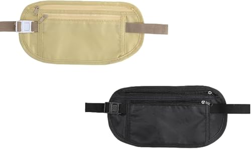 Geldgürtel für Reisen, sicher, bequem und stilvoll, sichere und bequeme Reisebrieftasche für Reisepass, Karten und Bargeld, ideal für Männer und Frauen, 2 Stück, beige, modisch Geldgürtel für Reisen, sicher, bequem und stilvoll, sichere und bequeme Reisebrieftasche für Reisepass, Karten und Bargeld, ideal für Männer und Frauen, 2 Stück, beige, modisch von Fizzix