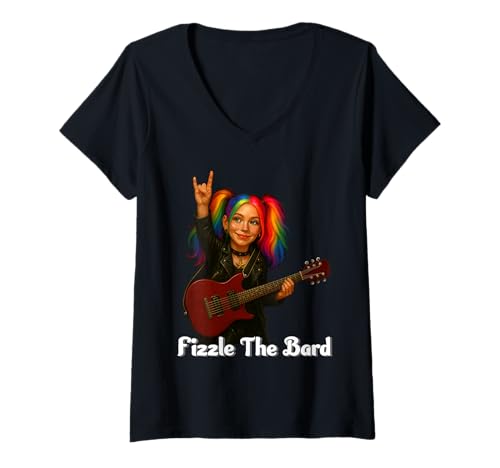 Damen Metal Fizzle Design T-Shirt mit V-Ausschnitt Damen Metal Fizzle Design T-Shirt mit V-Ausschnitt von Fizzle The Bard
