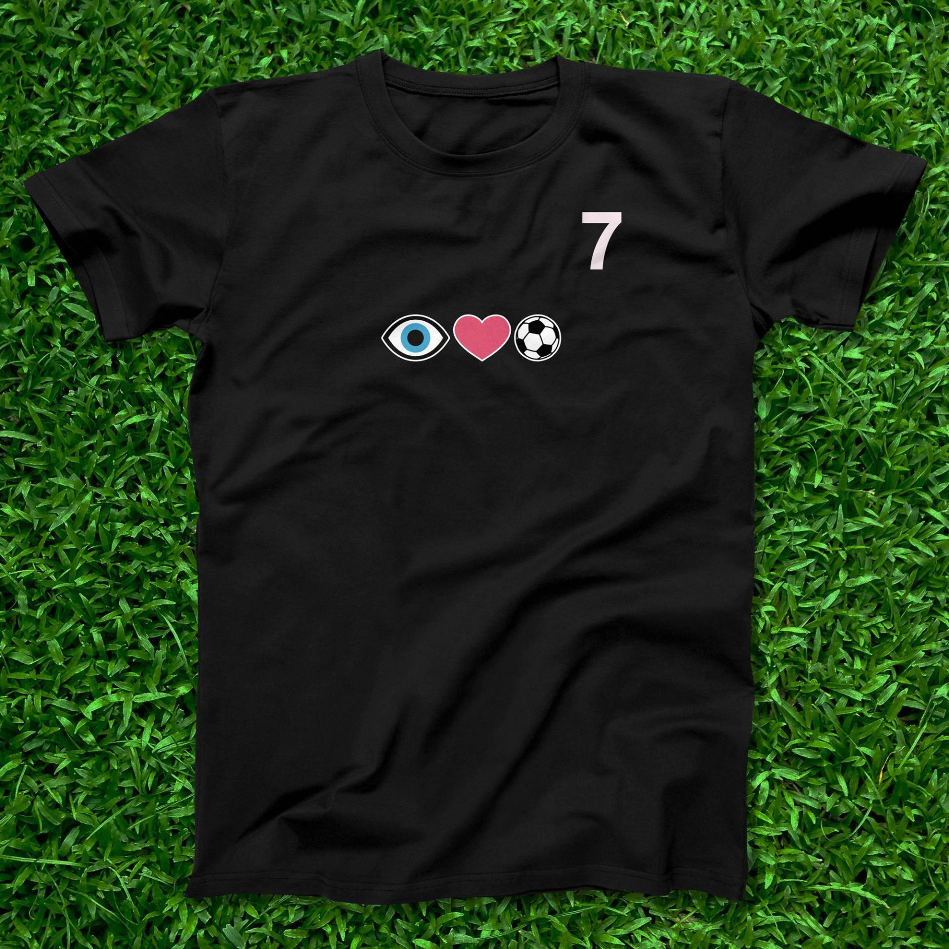 I Love Soccer Emoji Erwachsene Unisex T-Shirt Mit Personalisierter Spielernummer I Love Soccer Emoji Erwachsene Unisex T-Shirt Mit Personalisierter Spielernummer von FizzyPopClothing