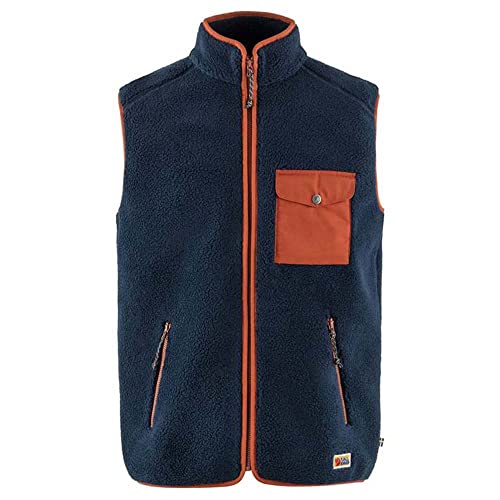 Fjällräven Herren Vardag Pile Fleece Weste, Navy/Autumn Leaf, XL von Fjällräven