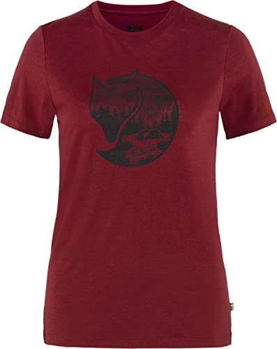 FJALLRAVEN Damen Abisko Wool Fox Ss W T-Shirt, Pomegranate Red-Dark Red-Navy, XL von FJALLRAVEN
