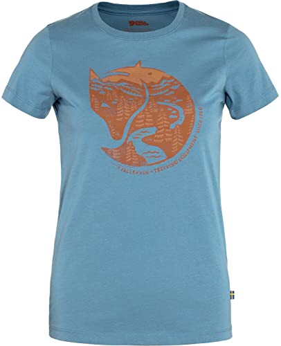 Fjällräven Damen Arctic Fox Print W T-Shirt mit kurzen Ärmeln, Dawn Blue-Terracotta Brown, XL von Fjällräven