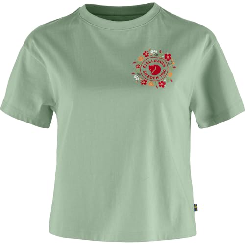 Fjällräven Damen Fjällblomster Logo W T-Shirt, Misty Green, X-Large von Fjällräven