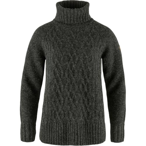 Fjällräven Damen Övik Cable Knit Roller Neck Sweatshirt, Dark Grey, XL von Fjällräven