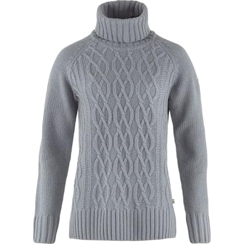 Fjällräven Damen Övik Cable Knit Walzenhals Sweatshirt, Flint Grey, S von Fjällräven