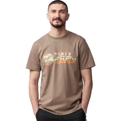 Fjällräven Herren Multicolor Logo M T-Shirt, Wildleder Braun, XXL von Fjällräven