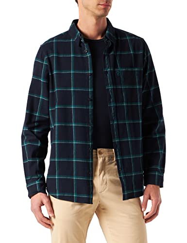 FJALLRAVEN Herren Övik Comfort Flannel Shirt M Langarm-Hemd, Dunkles Marineblau-arktisches Grün, L von FJALLRAVEN