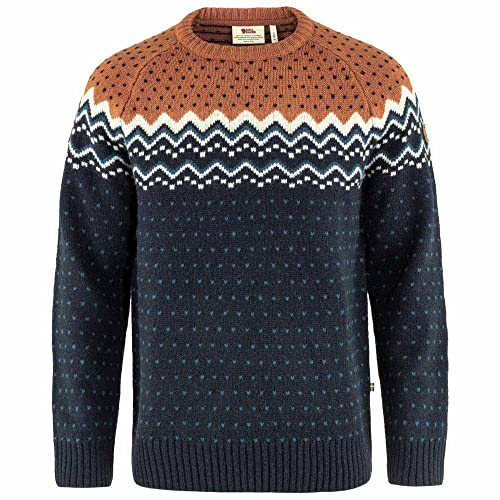 Fjällräven Herren Övik Knit Sweater M Sweatshirt, Dark Navy/Terracotta Brown, XL von Fjällräven