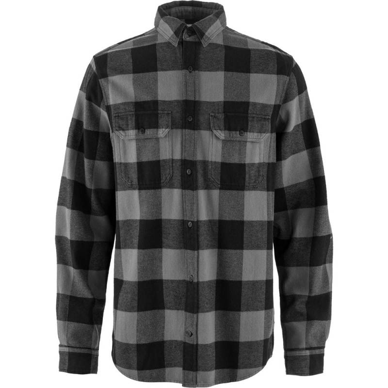 Fjällräven Övik Heavy Flannel Herren Hemd black grey M von Fjällräven