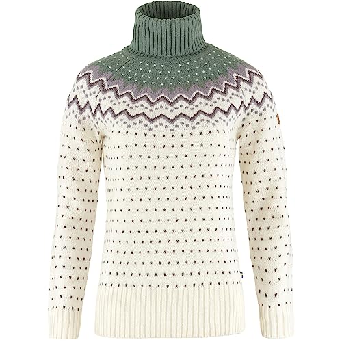 Fjällräven Damen Övik Knit Roller Neck Sweatshirt, Chalk White/Patina Green, XL von Fjällräven