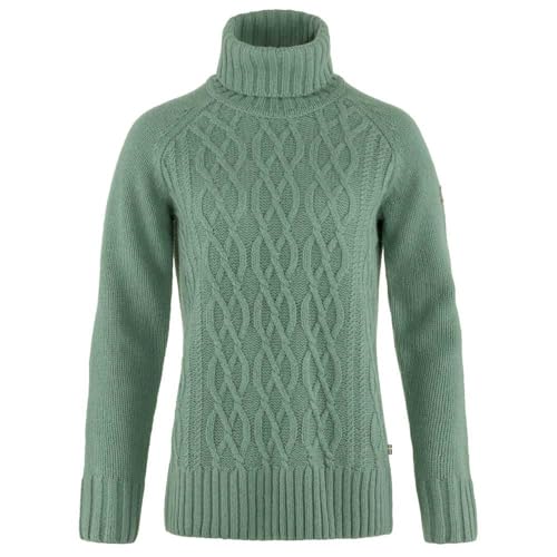 Fjällräven Damen Övik Cable Knit Roller Neck Sweatshirt, Patina Green, XL von Fjällräven