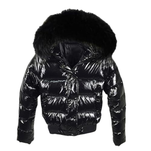 Fjnbbiot Damen-Parkas, modischer Kurzmantel, Winterjacken, wasserdicht, warm, elegante Daunenjacke, Schwarz , S von Fjnbbiot