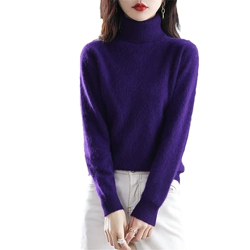 Nerz Kaschmir Frauen Pullover Winter Solide Rollkragen Gestrickte Pullover Schlank Weiche Warme Weibliche Langarm Top Lavender S von Fjnbbiot