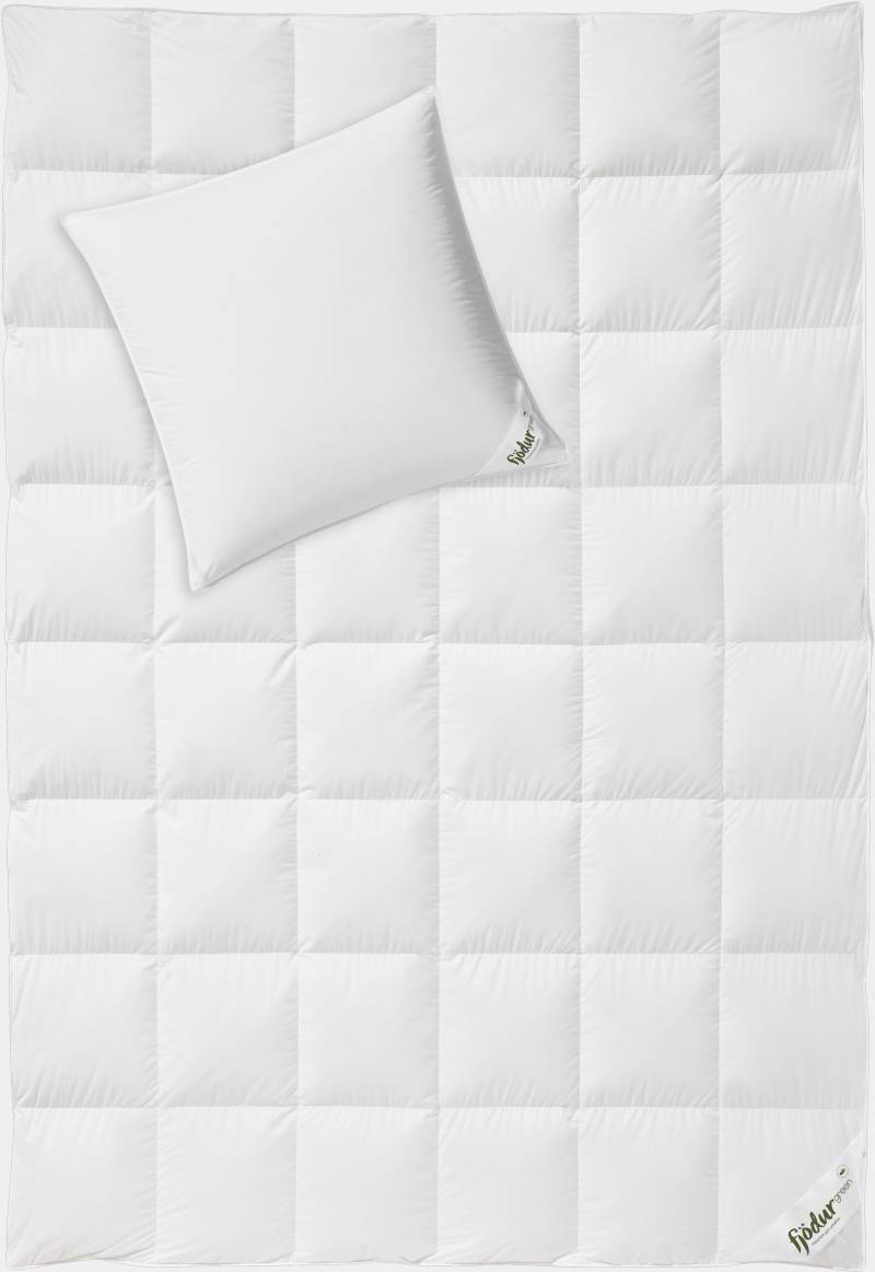 fjödur Daunenbettdecke + Kopfkissen "Fleur" Das Set besteht aus 1 Kissen und 1 Bettdecke von Fjödur