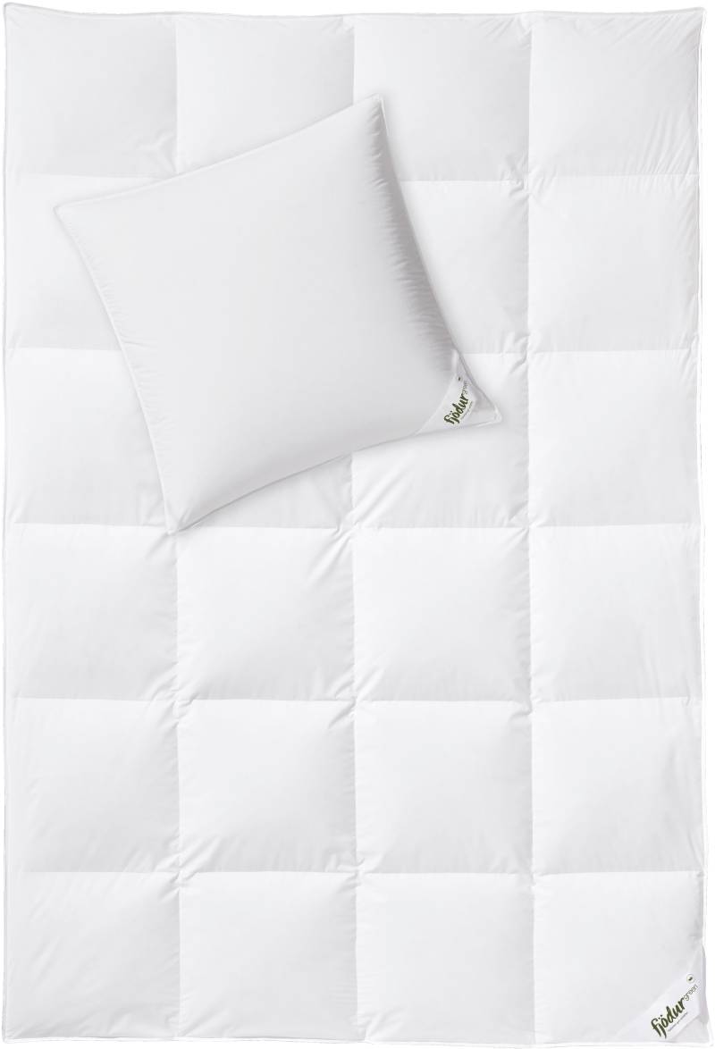 fjödur Daunenbettdecke + Kopfkissen "Fleur" Das Set besteht aus 1 Kissen und 1 Bettdecke von Fjödur